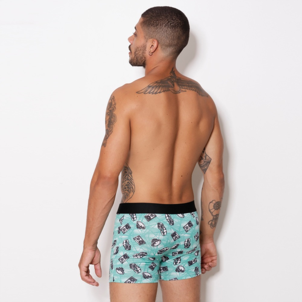 Cueca Boxer Microfibra Estampada El Stico Liso Lingerie Br