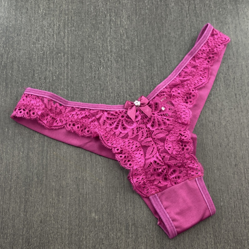 Tanga Paula Fio Duplo e Renda Fucsia