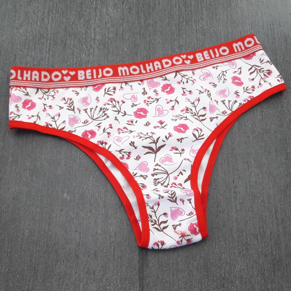 Tanga Cotton Estampada Viés Vermelho/ Estampas Variadas