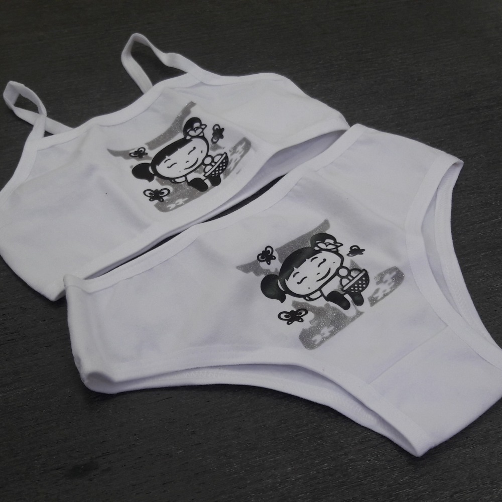 Conjunto Infantil sem Bojo Com Estampa Branco