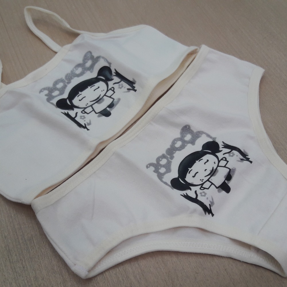Conjunto Infantil sem Bojo Com Estampa Marfim