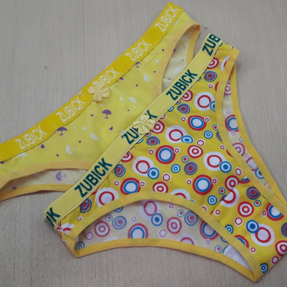 Calcinha Em Microfibra Estampada  Viés Amarelo/ Estampas Variadas