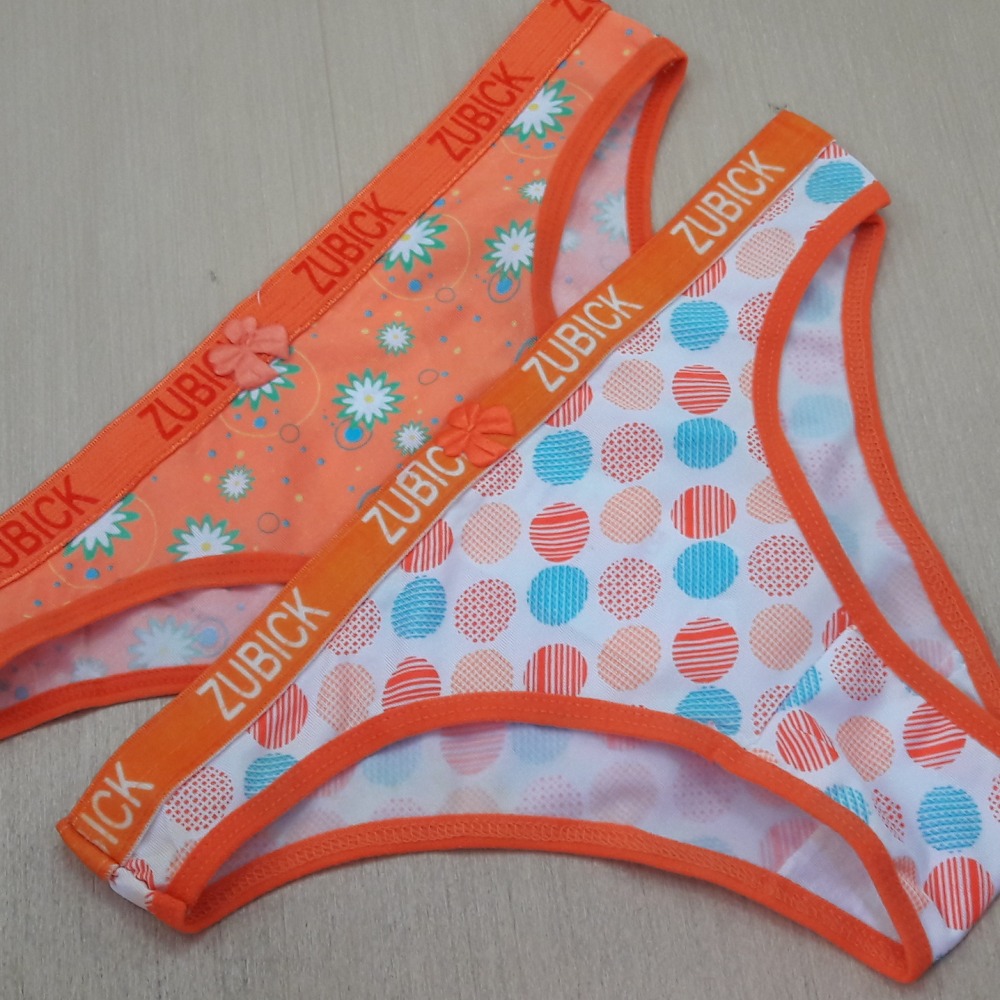 Calcinha Em Microfibra Estampada  Viés Laranja/ Estampas Variadas