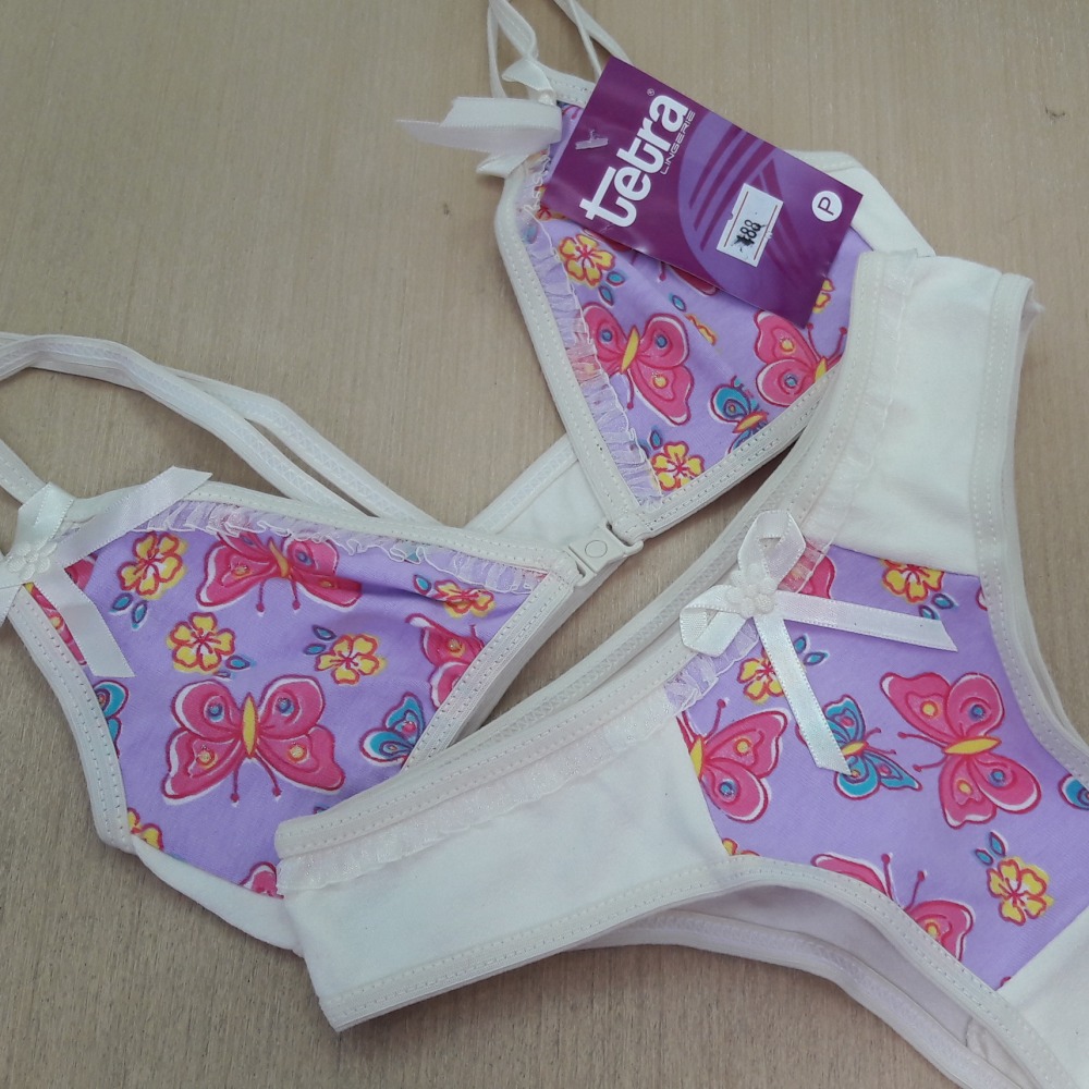 Conjunto Infantil Com Fecho Frontal  Viés Marfim/ Estampas Variadas