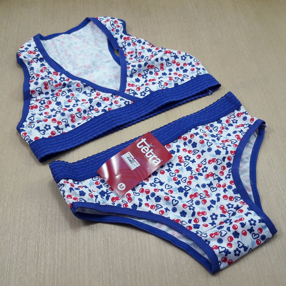 Conjunto Infantil de Romantic Estampado com Elástico Birm  Viés Azul Bic/ Estampas Variadas