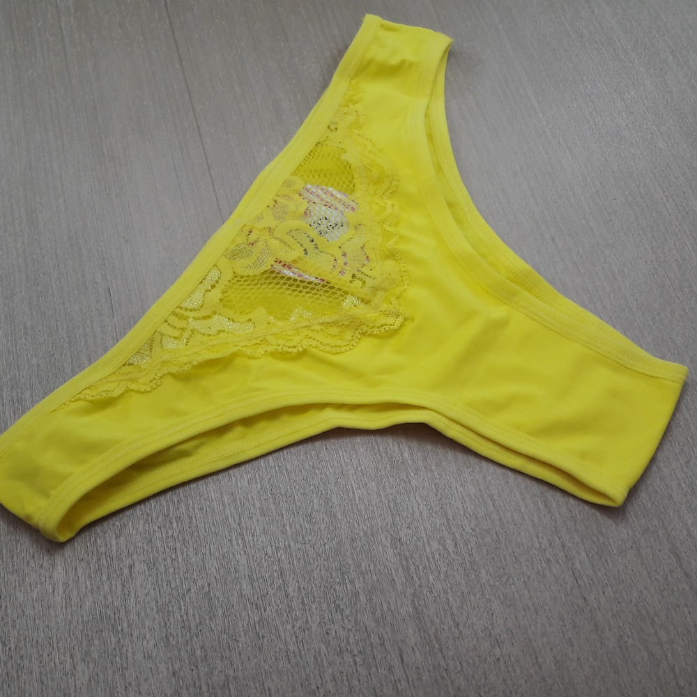 Calcinha Biquíni Microfibra e Renda Amarelo