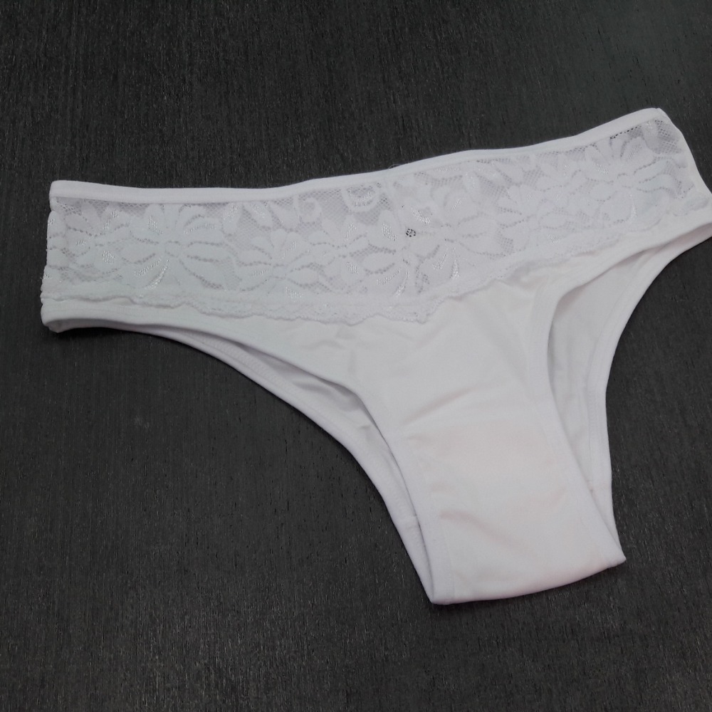 Calcinha Biquíni Micro e Renda Branco