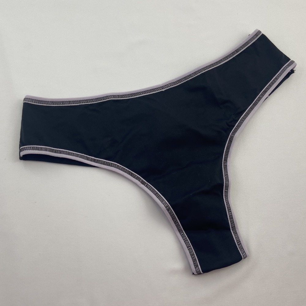 Calça Micro Fio Duplo  Preto Viés Lilás 