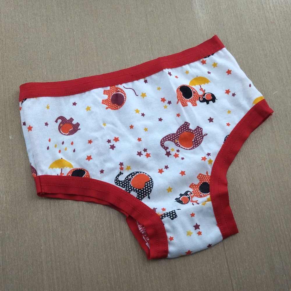 Calcinha Infantil Algodo Anti Marcas Vis Vermelho/Estampas Variadas