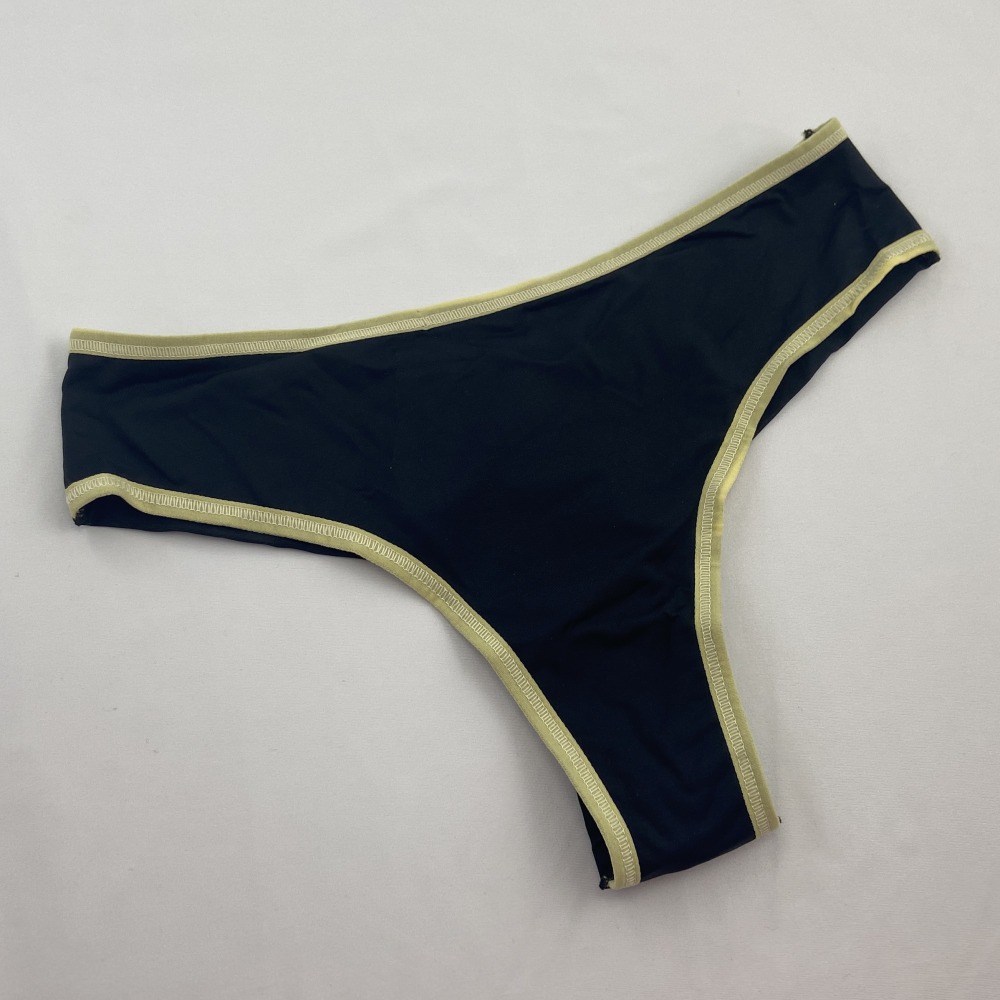 Calça Micro Fio Duplo  Preto Viés Amarelo
