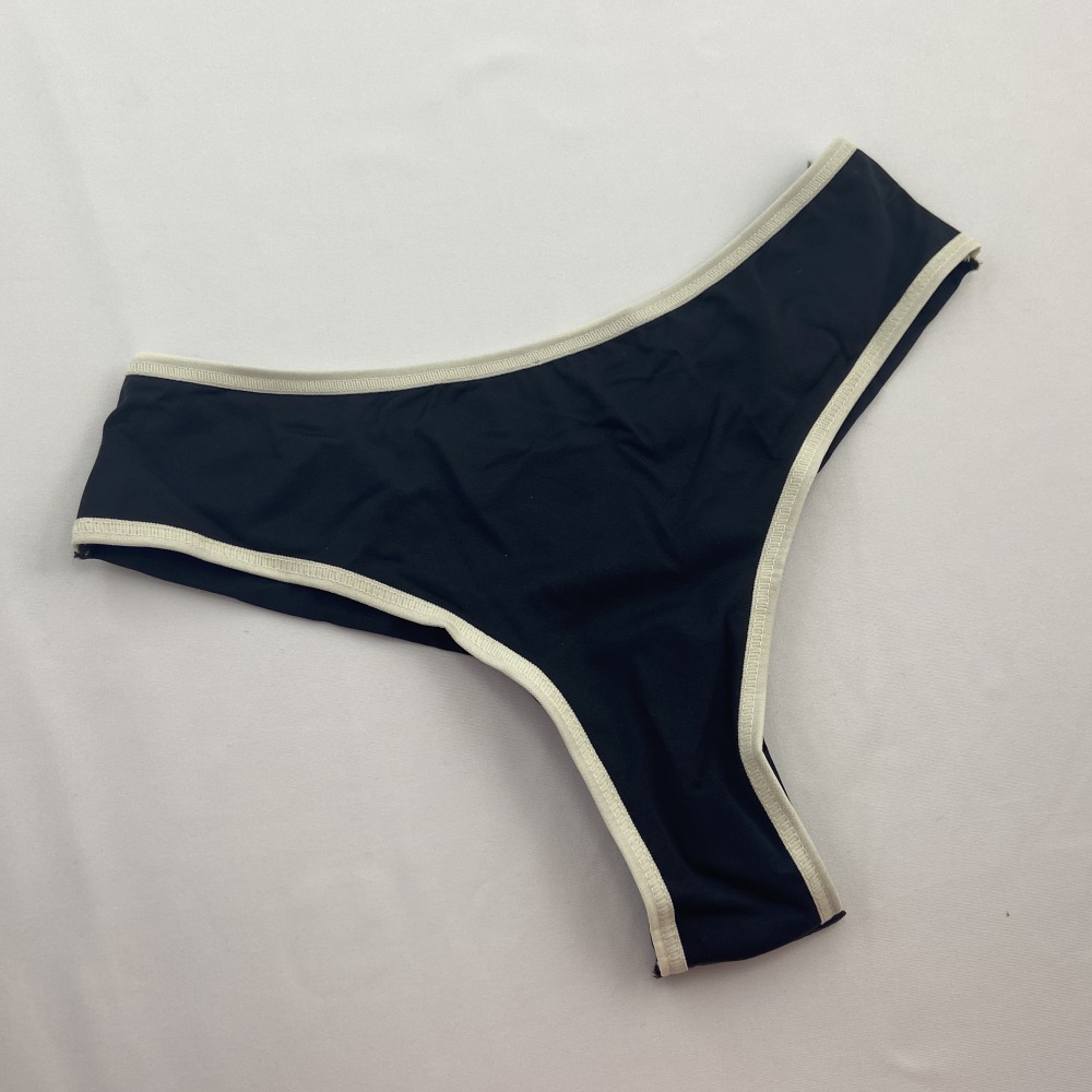 Calça Micro Fio Duplo  Preto Viés Branco