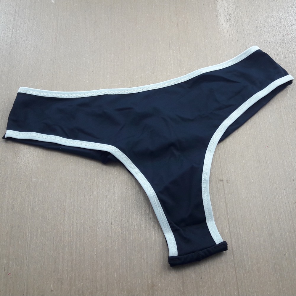 Tanga Fio Duplo Sensual Poliamida Premium Preto Vis Branco