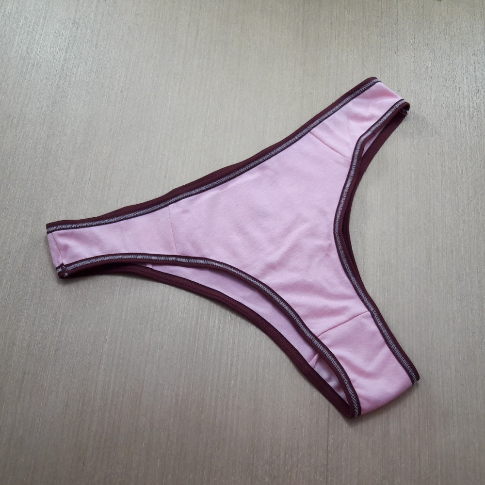 Calcinha Lisa Conforto de Algodão Viés Vinho/ Rosa Hera