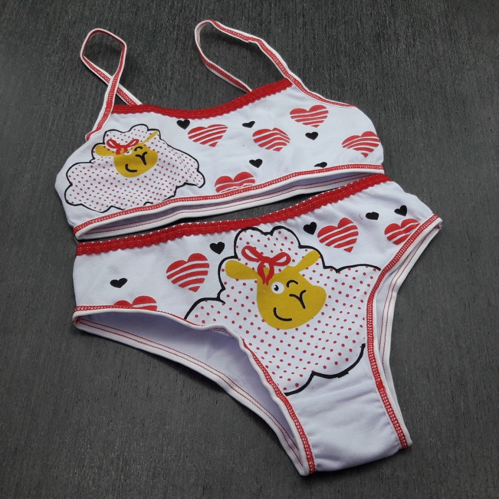 Conjunto Infantil Estampado Viés Vermelho/ Estampas Variadas