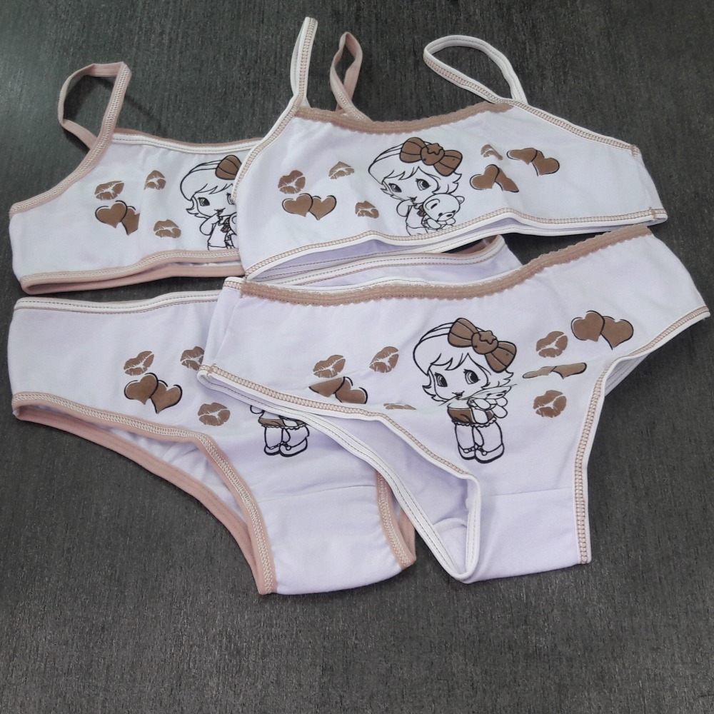 Conjunto Infantil Estampado Viés Chocolate/ Estampas Variadas