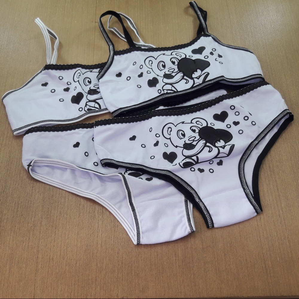 Conjunto Infantil Estampado Viés Preto/ Estampas Variadas