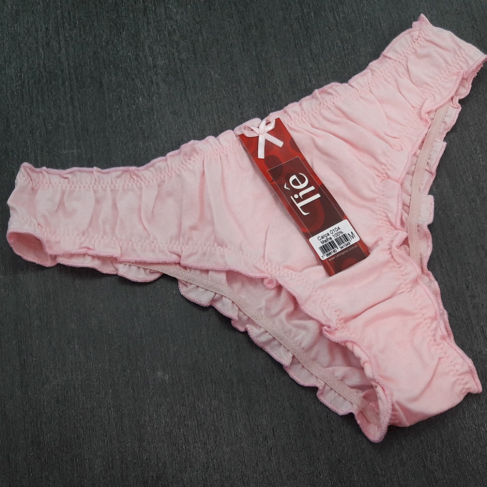 Calcinha em Algodão com Fru Fru Rosa Bebê