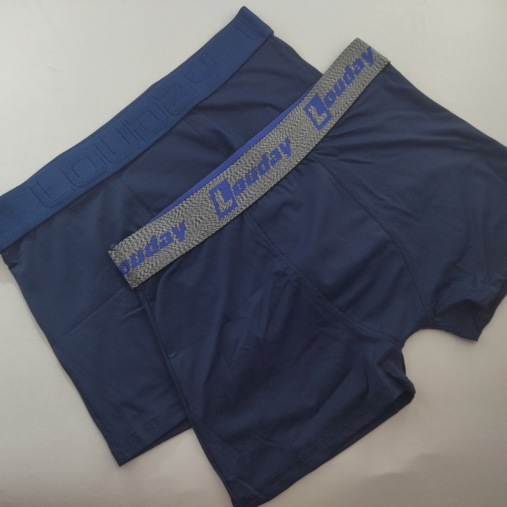 Cueca Boxer de Microfibra Elástico Bordado Azul Marinho