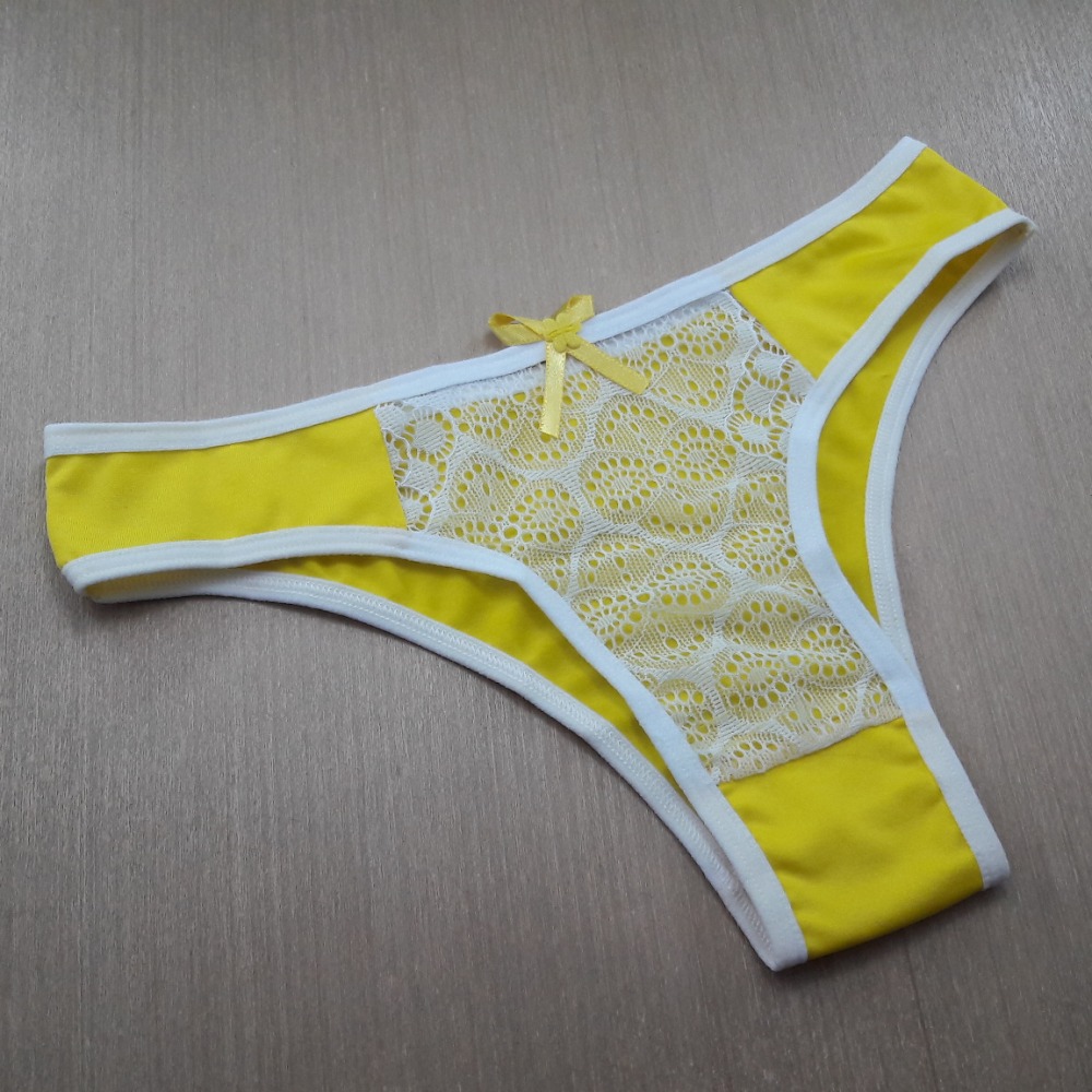 Calcinha Bella Viés Branco/Amarelo