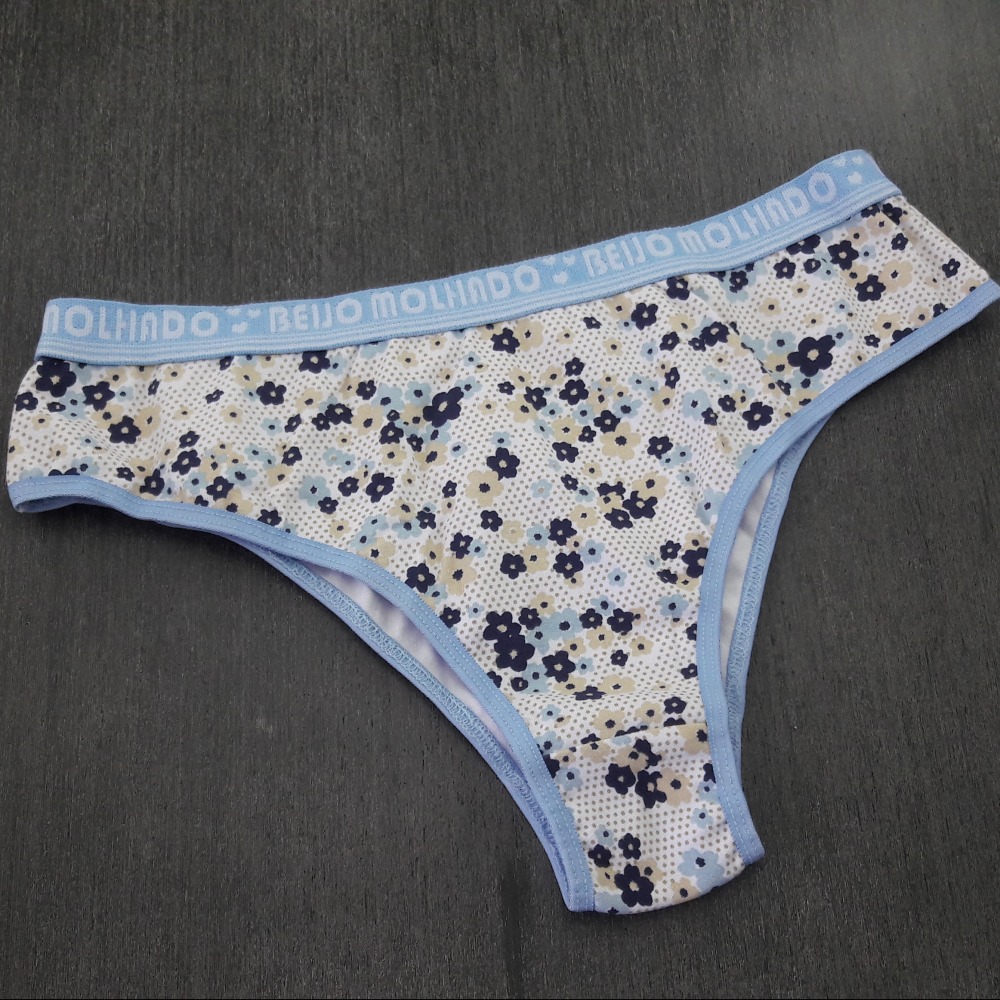 Tanga Cotton Estampada Viés Azul Bebê / Estampas Variadas