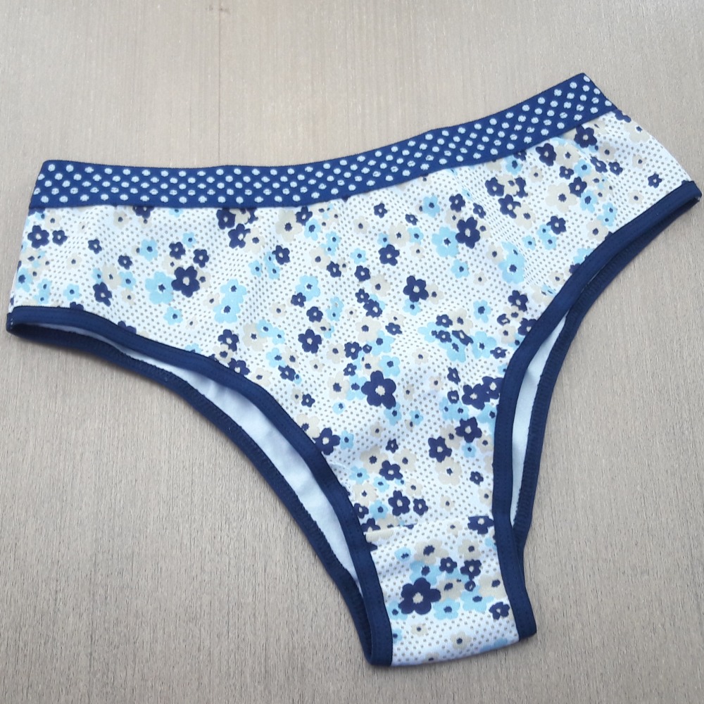 Tanga Cotton Estampada Viés Azul Marinho / Estampas Variadas