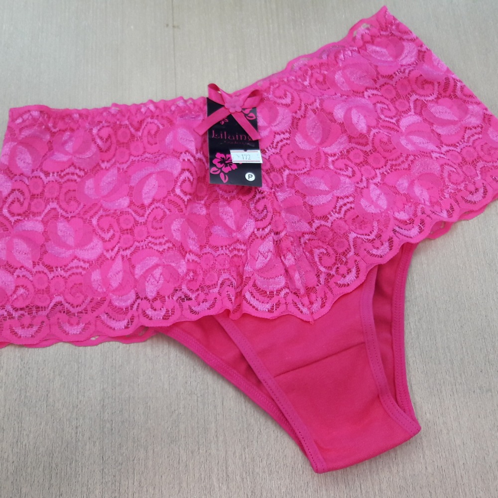 Calcinha de Cotton e Renda Rosa Pink