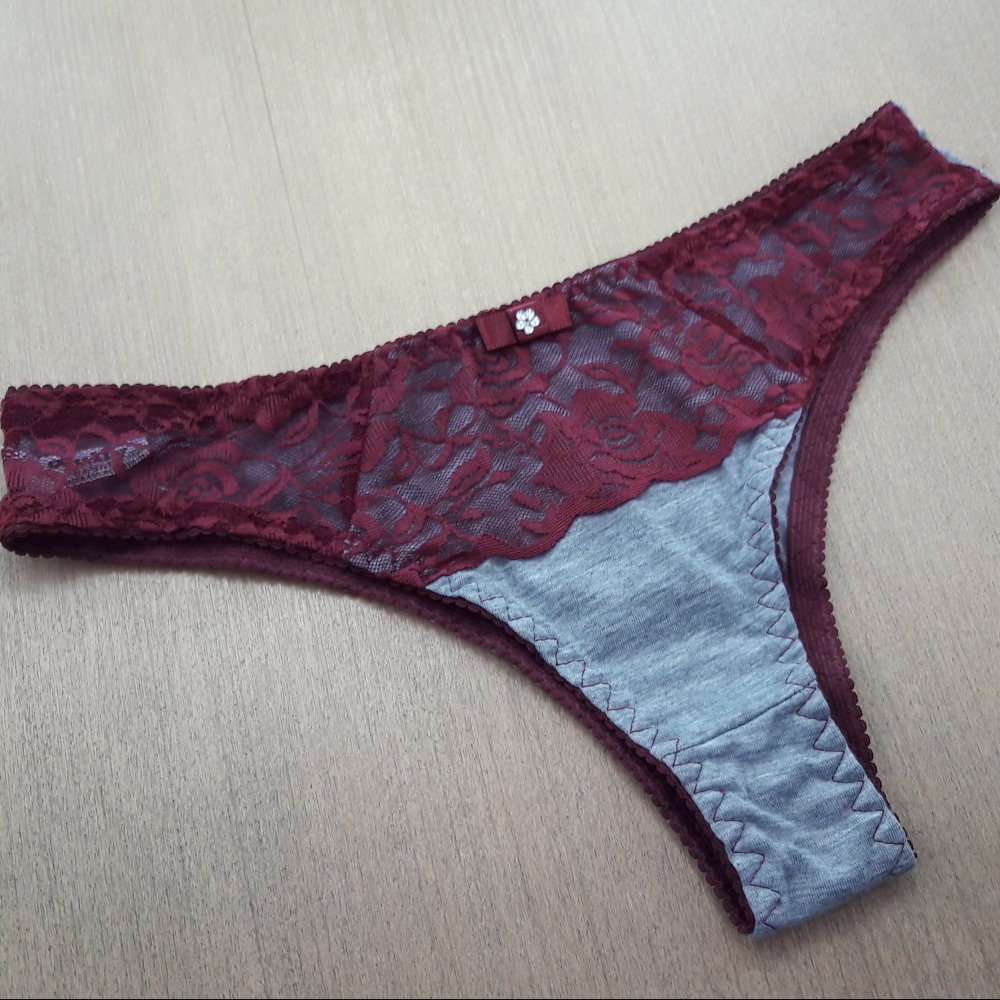 Calça 3 Pontos Mescla/Renda Vinho