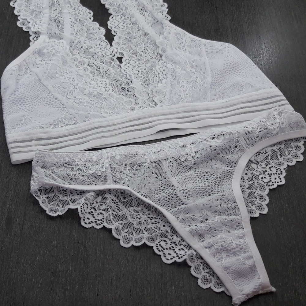 Conjunto Sem Bojo em Renda Branco