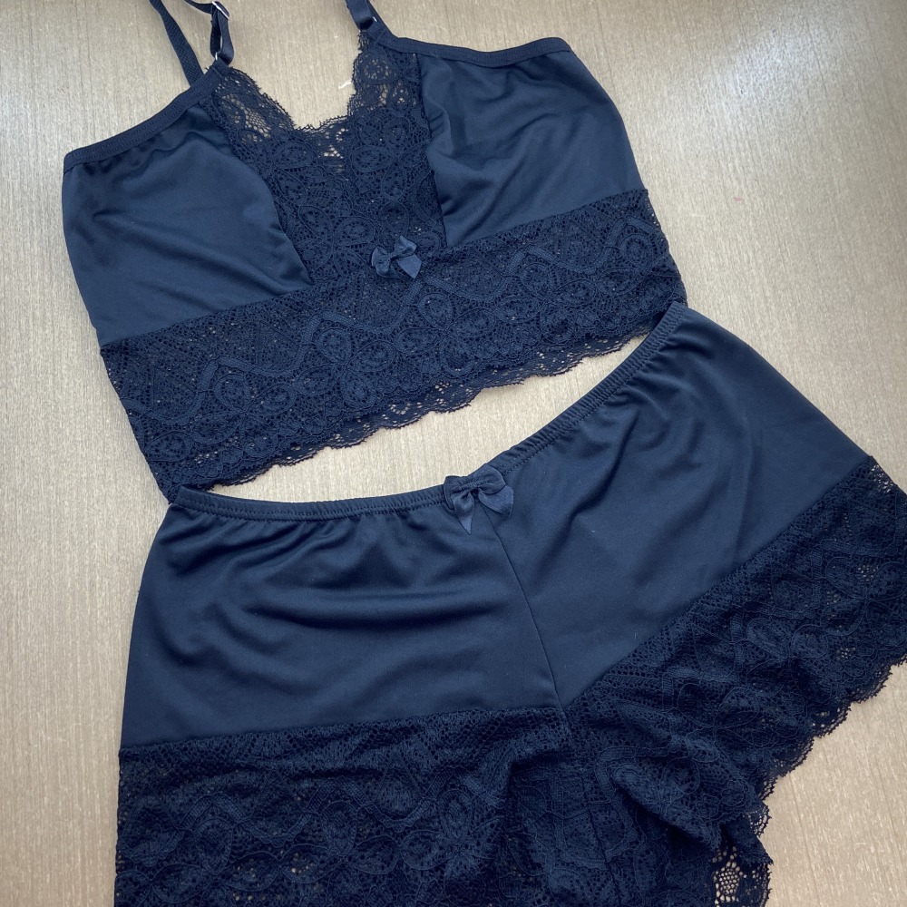 Conjunto Espera Marido sem Bojo Preto