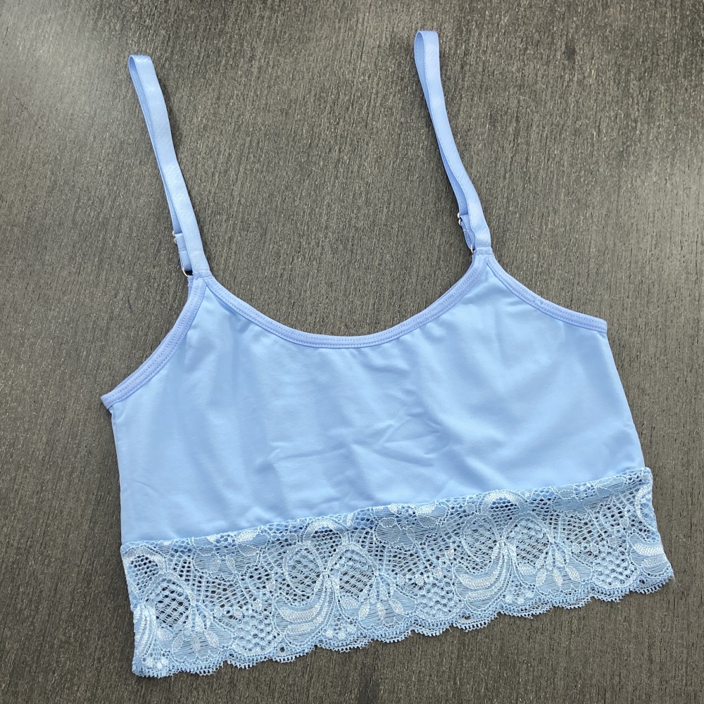 Top Alcinha Microfibra e Renda Azul Beb