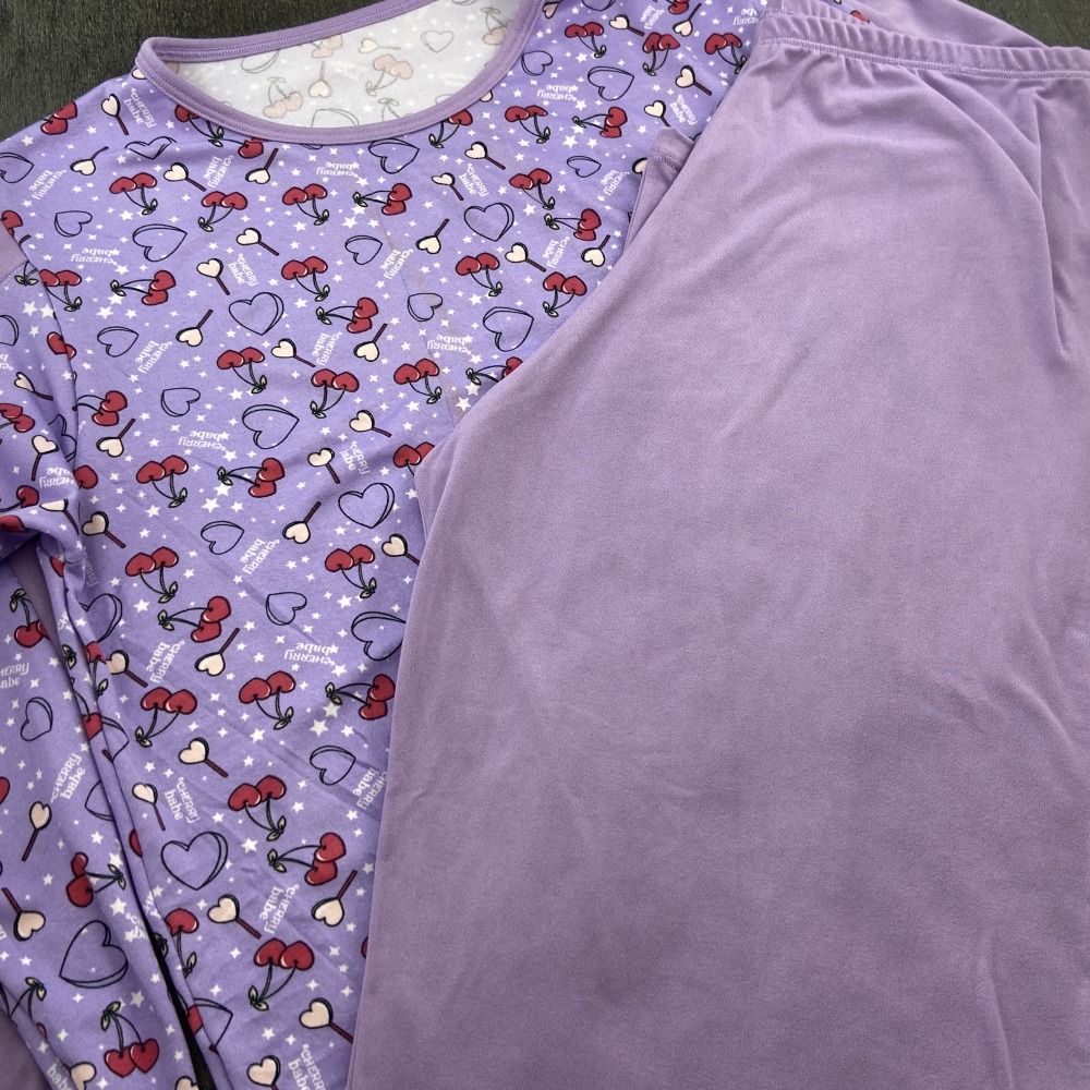 Pijama Longo Suede Lavanda Corao Cereja