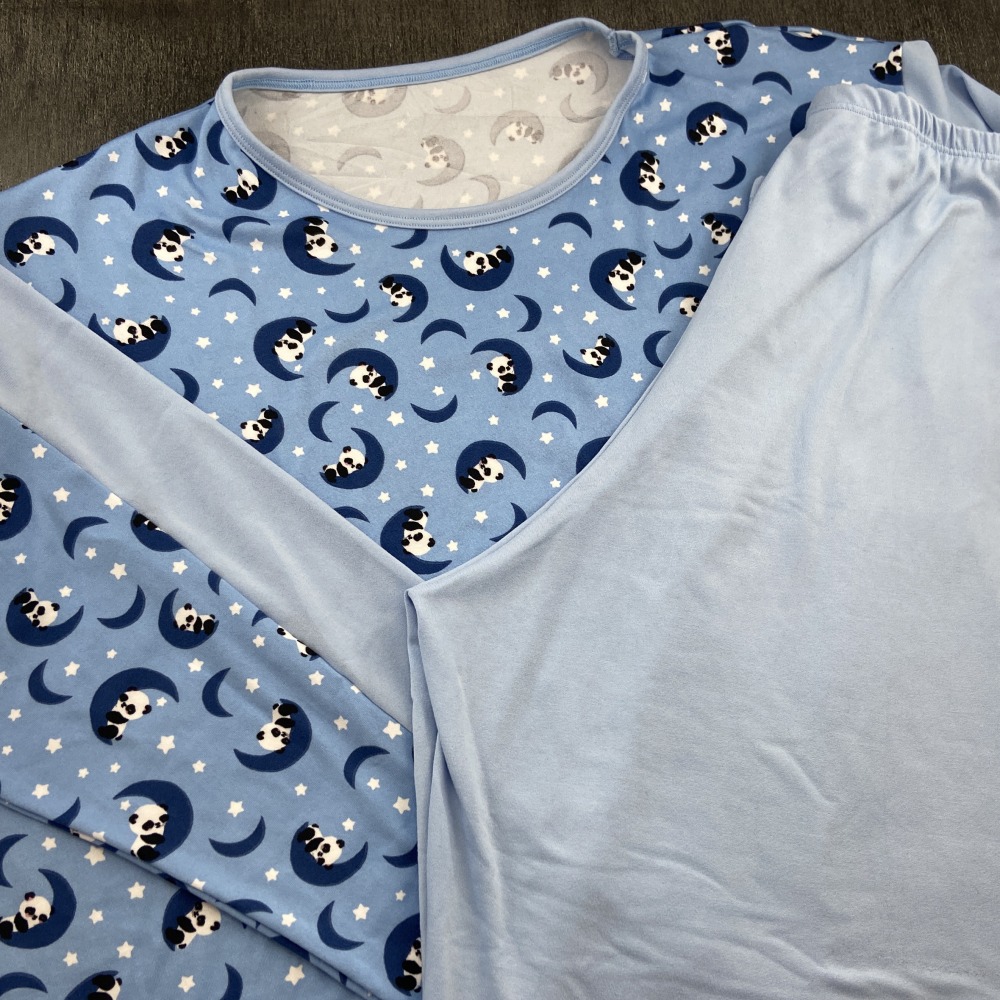 Pijama Longo Suede Azul Panda