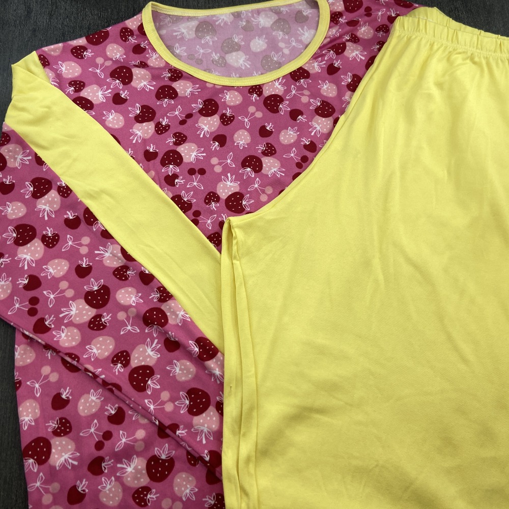 Pijama Longo Suede Amarelo Morango