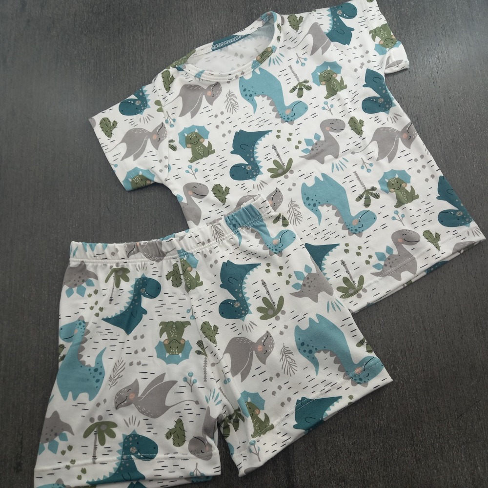 Conjunto Masculino Infantil Estampado Branco Dinossauro