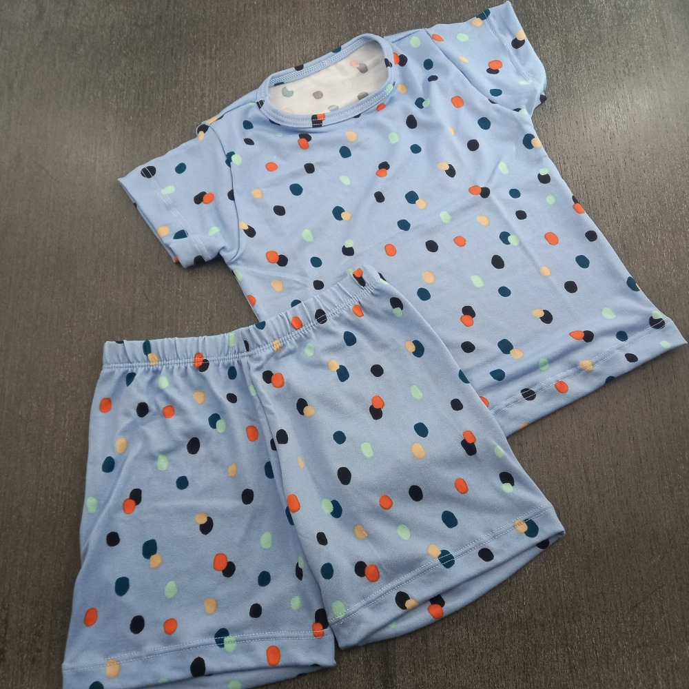 Conjunto Masculino Infantil Estampado Azul Bolinha