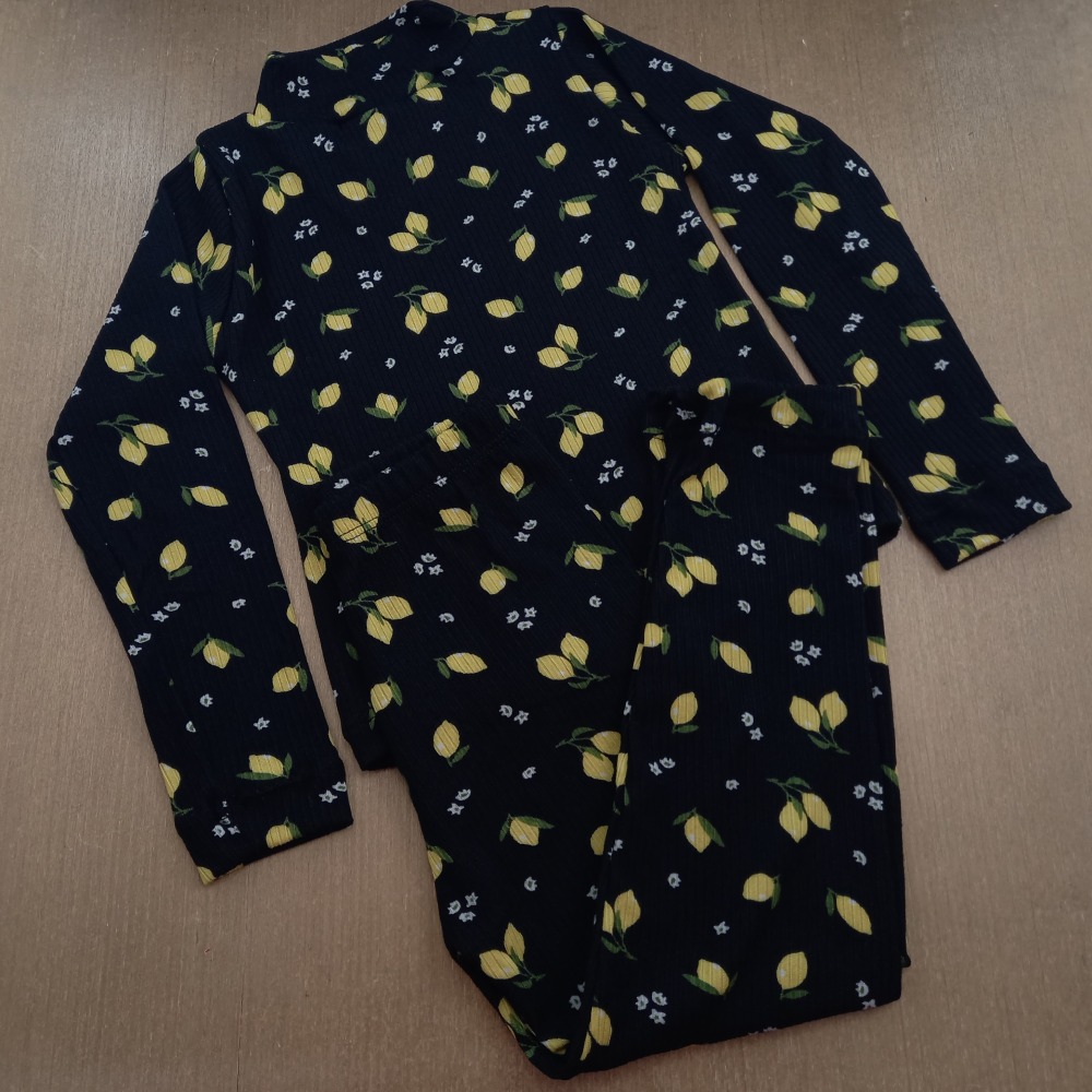 Conjunto Infantil de Gola Canelado Preto Limo