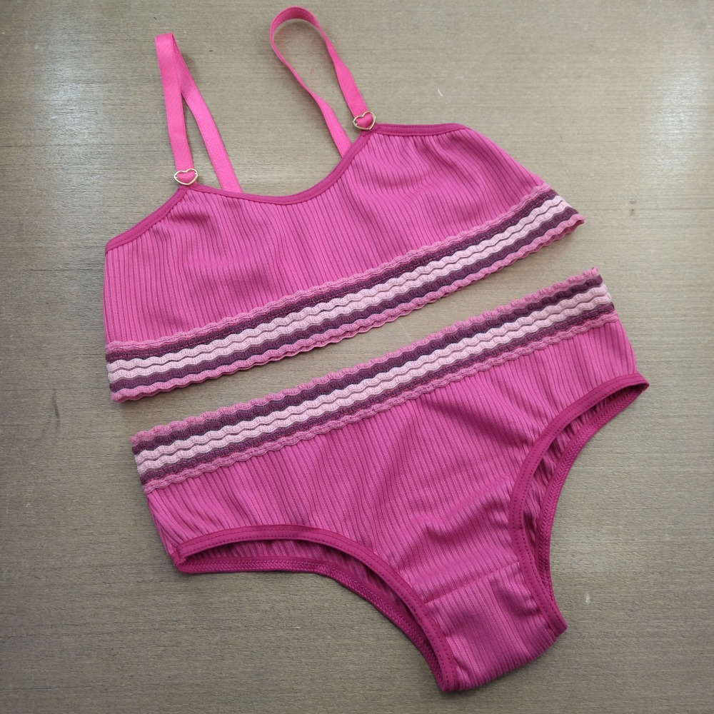 Conjunto Infantil Juvenil Canelado Rosa Pink