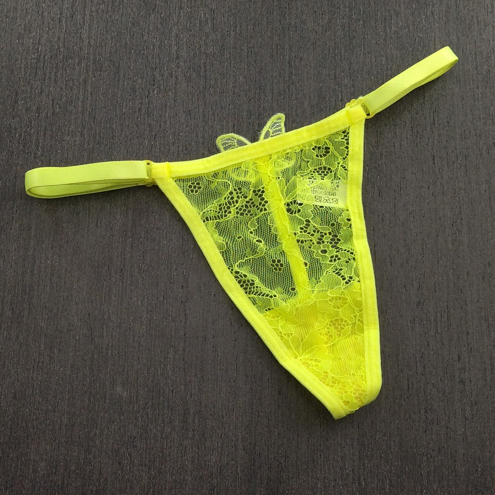 Tanga Fio Dental Borboleta Amarelo Neon