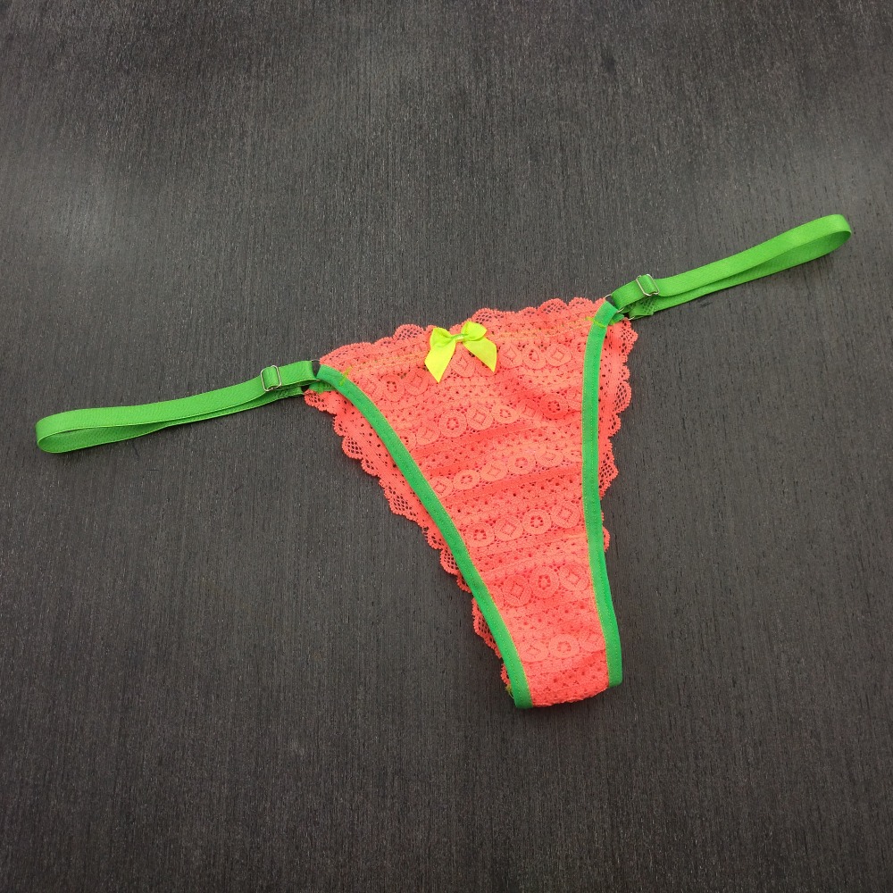 Tanga Renda Bicolor Laranja Neon/Verde Neon