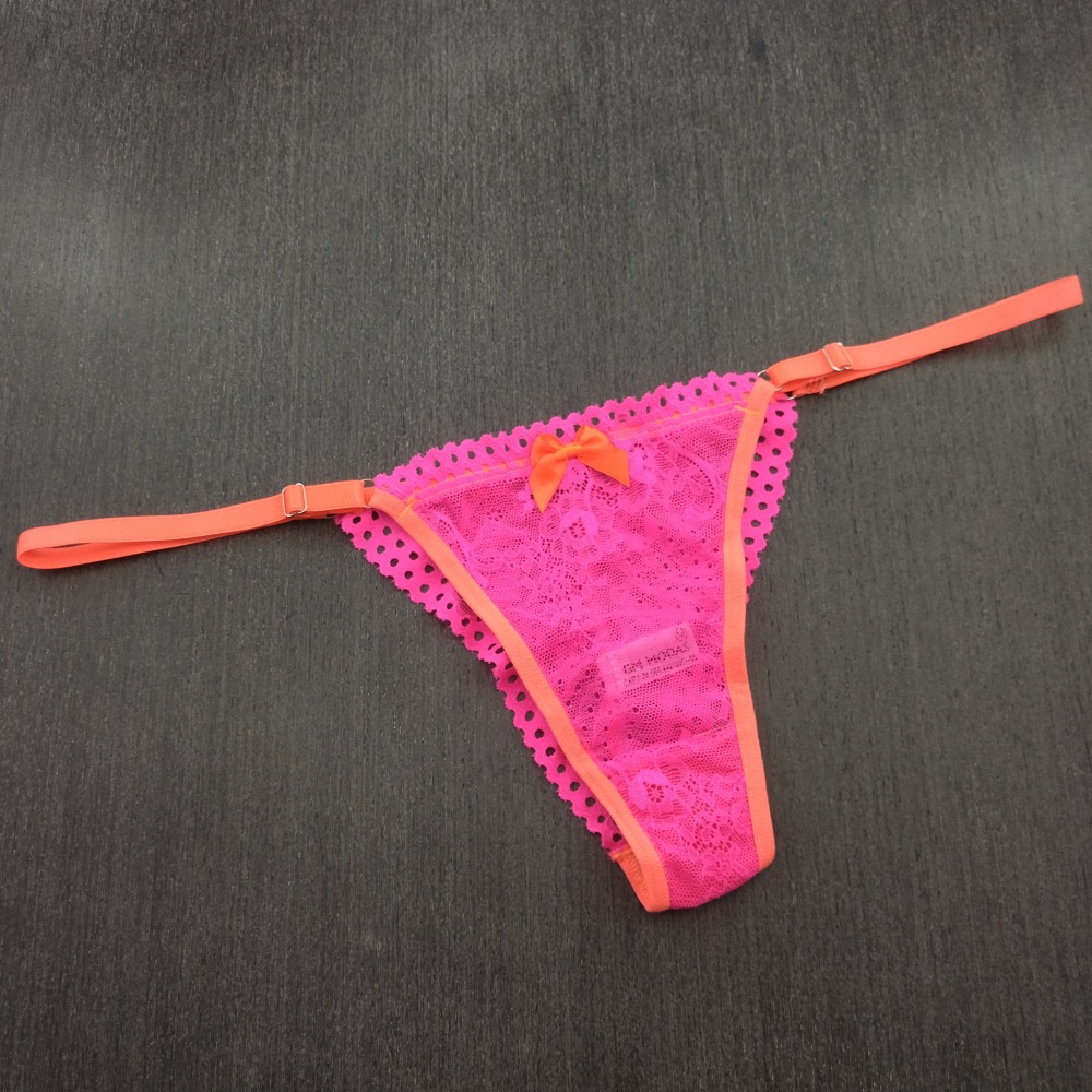 Tanga Renda Bicolor Rosa Neon/Laranja Neon