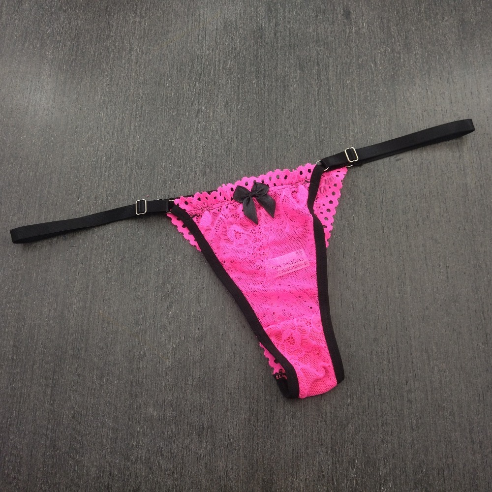 Tanga Renda Bicolor Rosa Neon/Preto