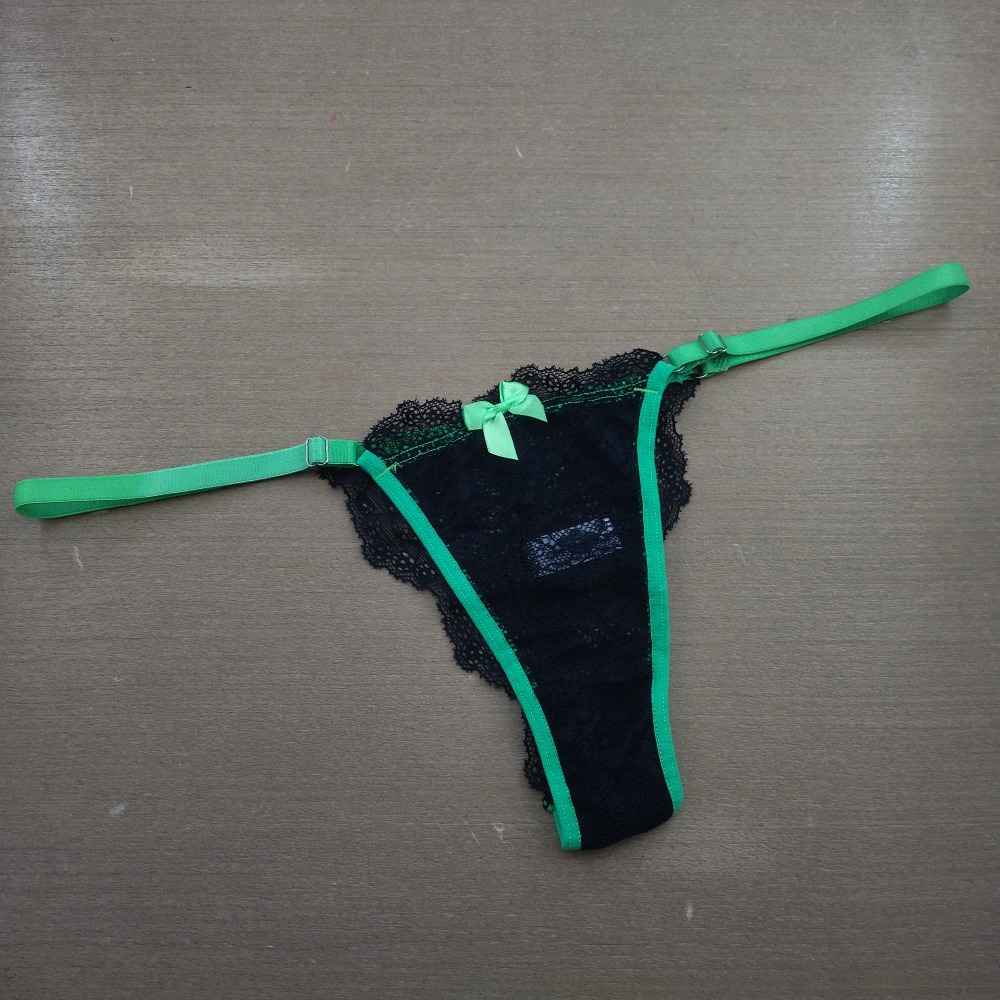 Tanga Renda Bicolor Preto/Verde Neon