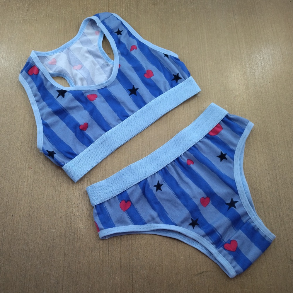 Conjunto Juvenil Top Nadador Vis Azul Beb/Estampas Variadas