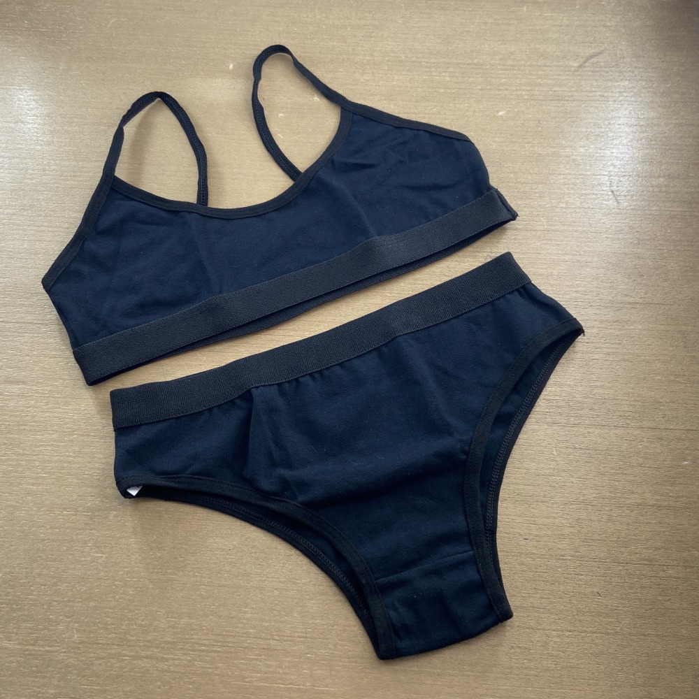 Conjunto Infantil Juvenil de Algodão Liso Preto