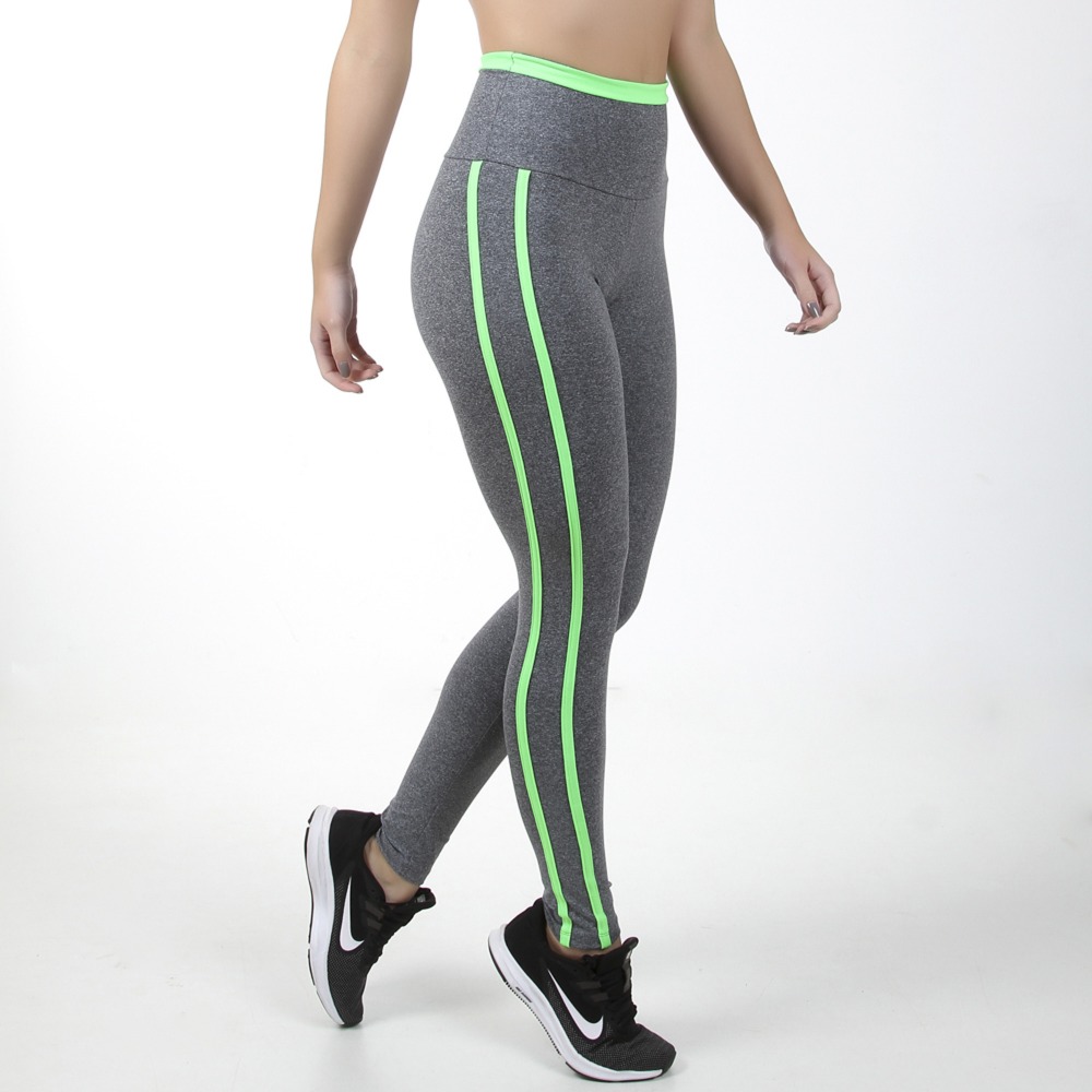 Calça legging fitness com detalhes em neon laranja com preto - MTX