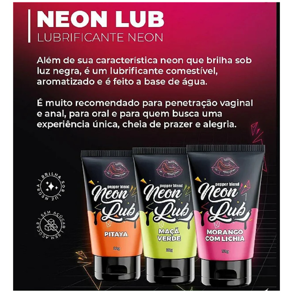 Gel Lubrificante Neon Lub 30g Comestvel