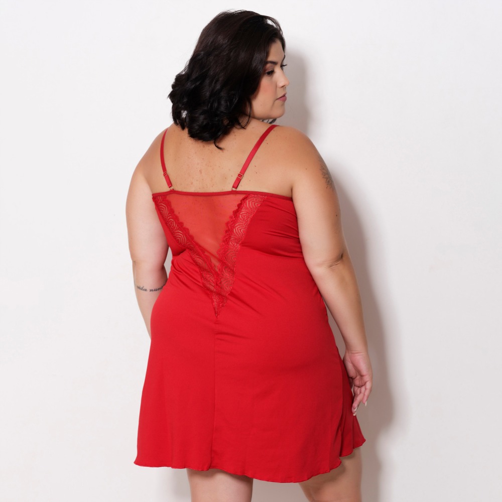 Camisola Plus Size Detalhe em Renda